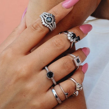 The Lana Black and White Diamond Ring In 14k Black Gold - Blackdiamond
