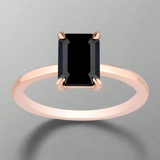 Emerald_Black_diamond_solitaire_ring_2_ct_14k_rose_gold