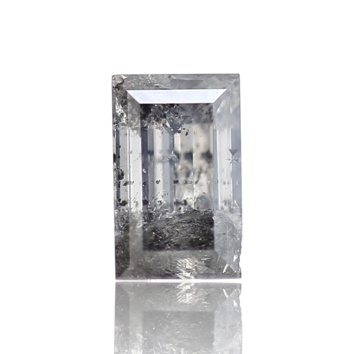 0.38 Carat Baguette Cut Salt & Pepper Diamond Gray Loose Diamond 5.25 MM