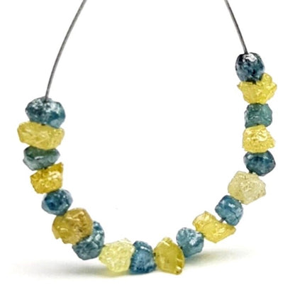 Fancy Blue Yellow Color Rough Natural Diamond Beads Bracelet Gift for Her