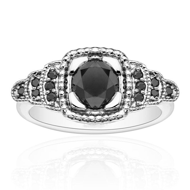 Vina Black Diamond Engagement Ring 14k White Gold - Blackdiamond