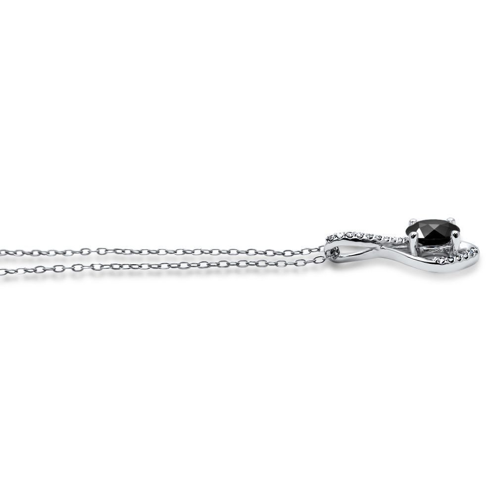 1.70 Carat Natural Black Round Diamond 14k Solid Gold Pendant