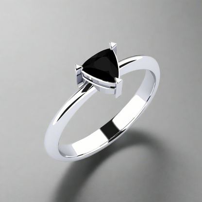 0.55 Carat Natural Trillion Shape Black Diamond Engagement Ring