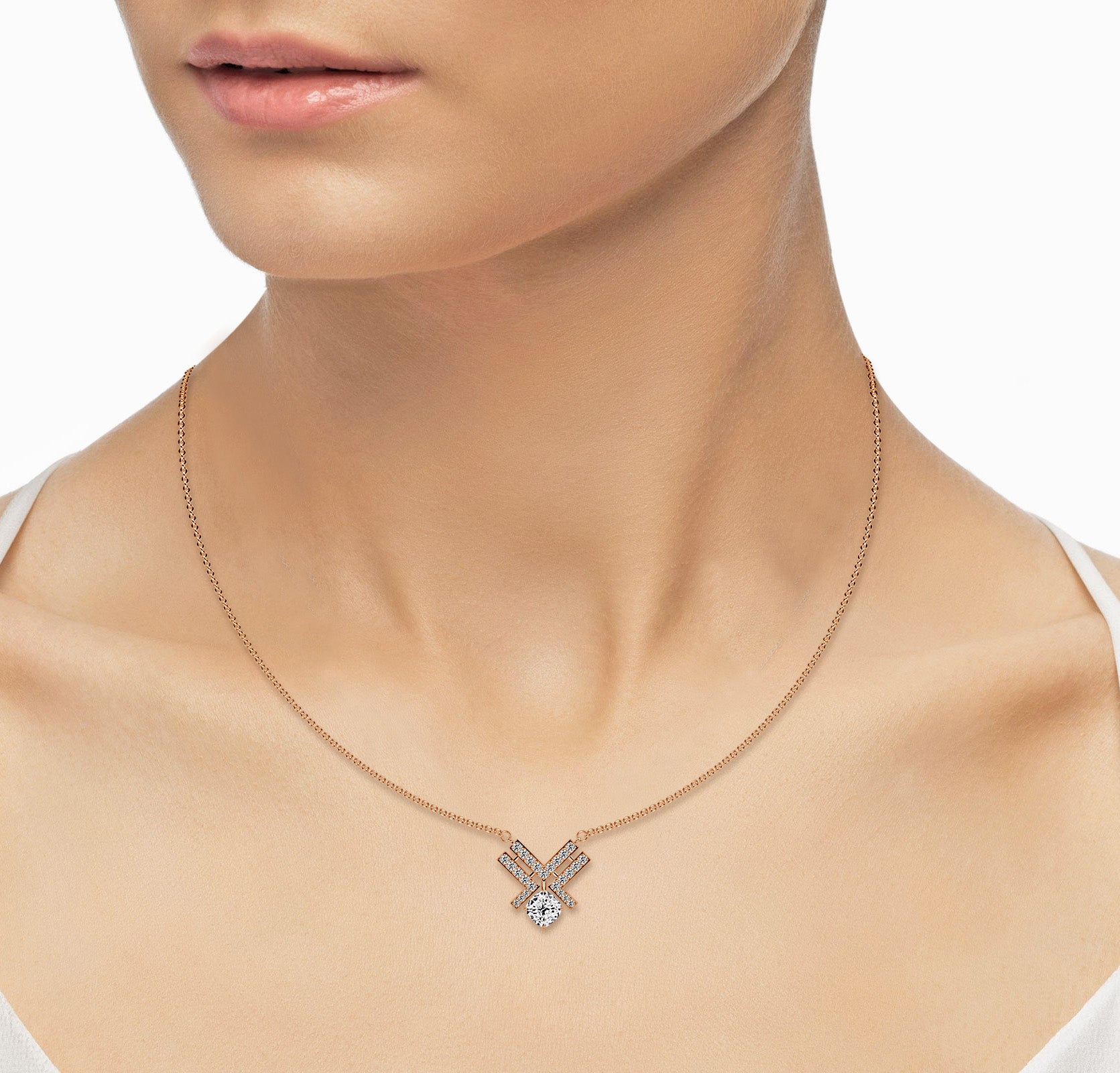 Cushion Diamond Unique Necklace 14kgold