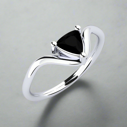 0.50 Carat Natural Trillion Black Diamond 14K Gold Engagement Ring