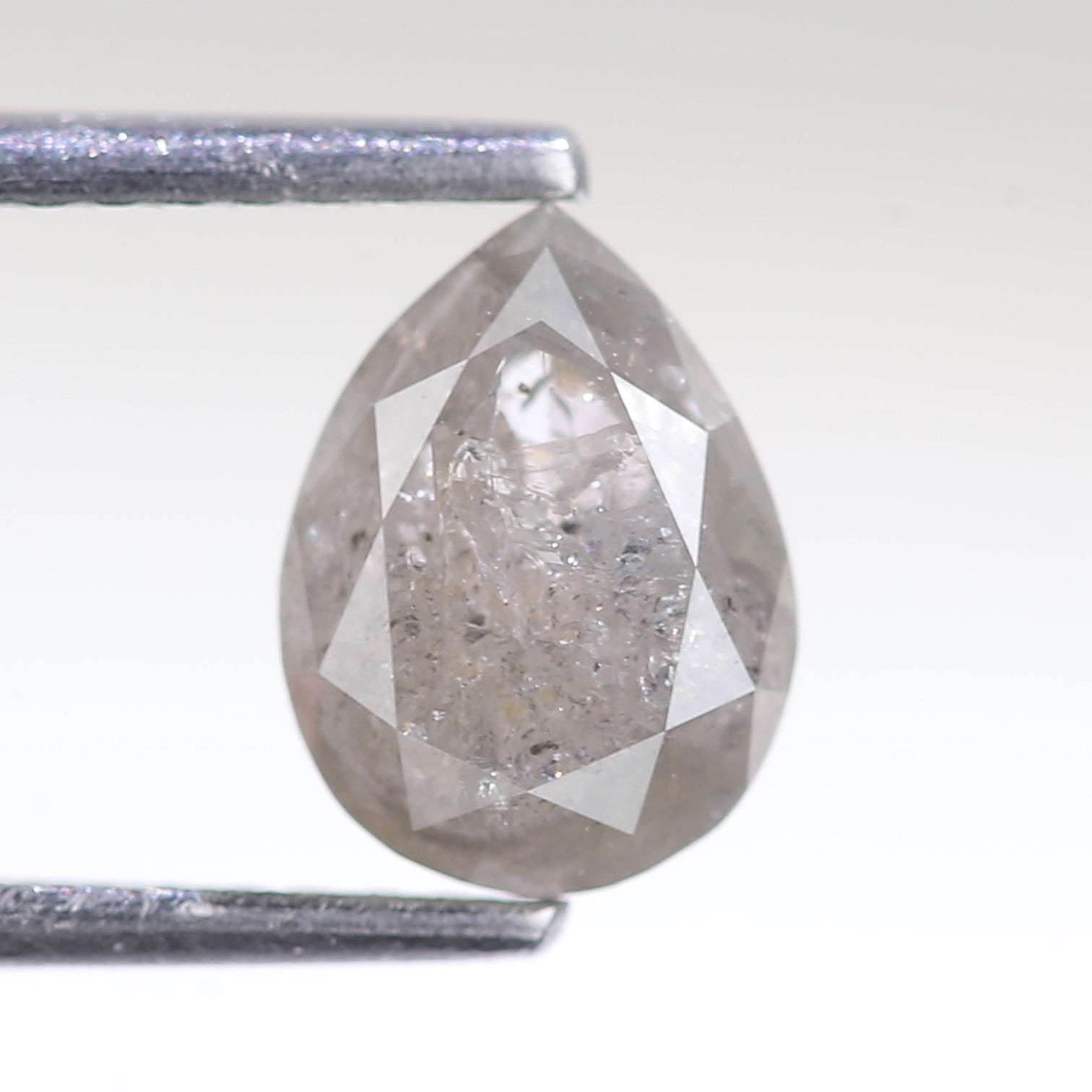 1.69 Carat Design Pear Salt and Pepper Diamond Real Ring 7.92 MM