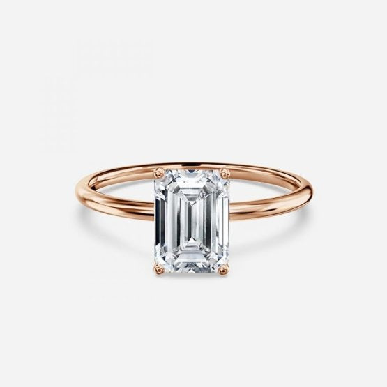 Emerald Solitaire Engagement Ring 14K / 18K Solid Gold 1 carat