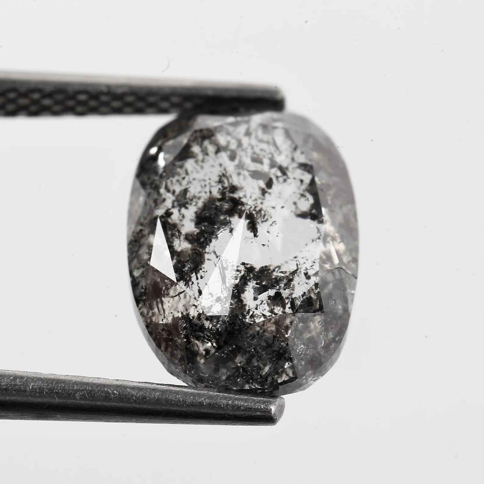 4.09 Carat Natural Oval Salt and Pepper Diamond 11.38 MM