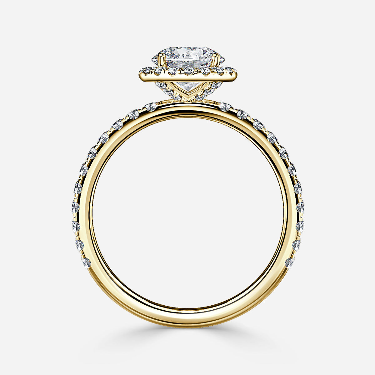 18K Gold 1 Carat D VVS1 Halo Round Diamond Engagement Ring Lyra