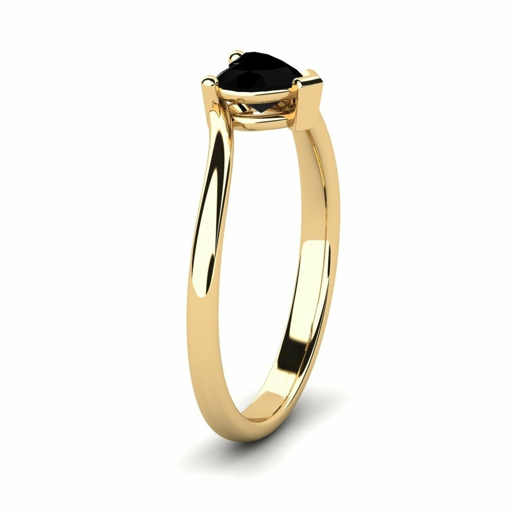 0.45 Carat Black Diamond Heart Ring Soulshine 14K Yellow Gold