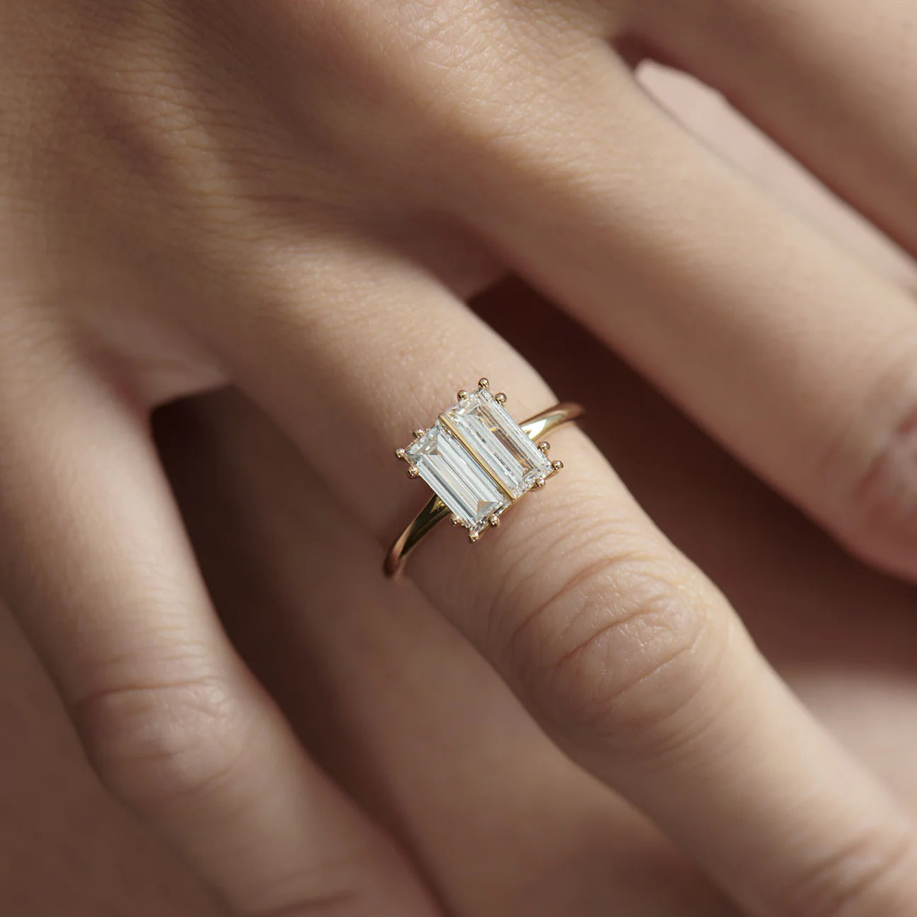 0.75 Carat Natural Diamond Rectangular Step Cut Diamond Engagement Ring - Blackdiamond
