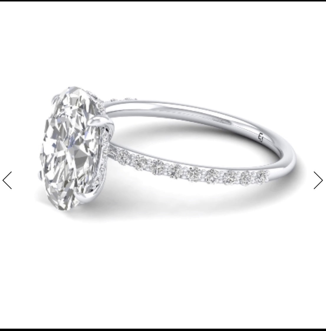 Ulip Oval Diamond Band Engagement Ring 14K / 18K Solid Gold