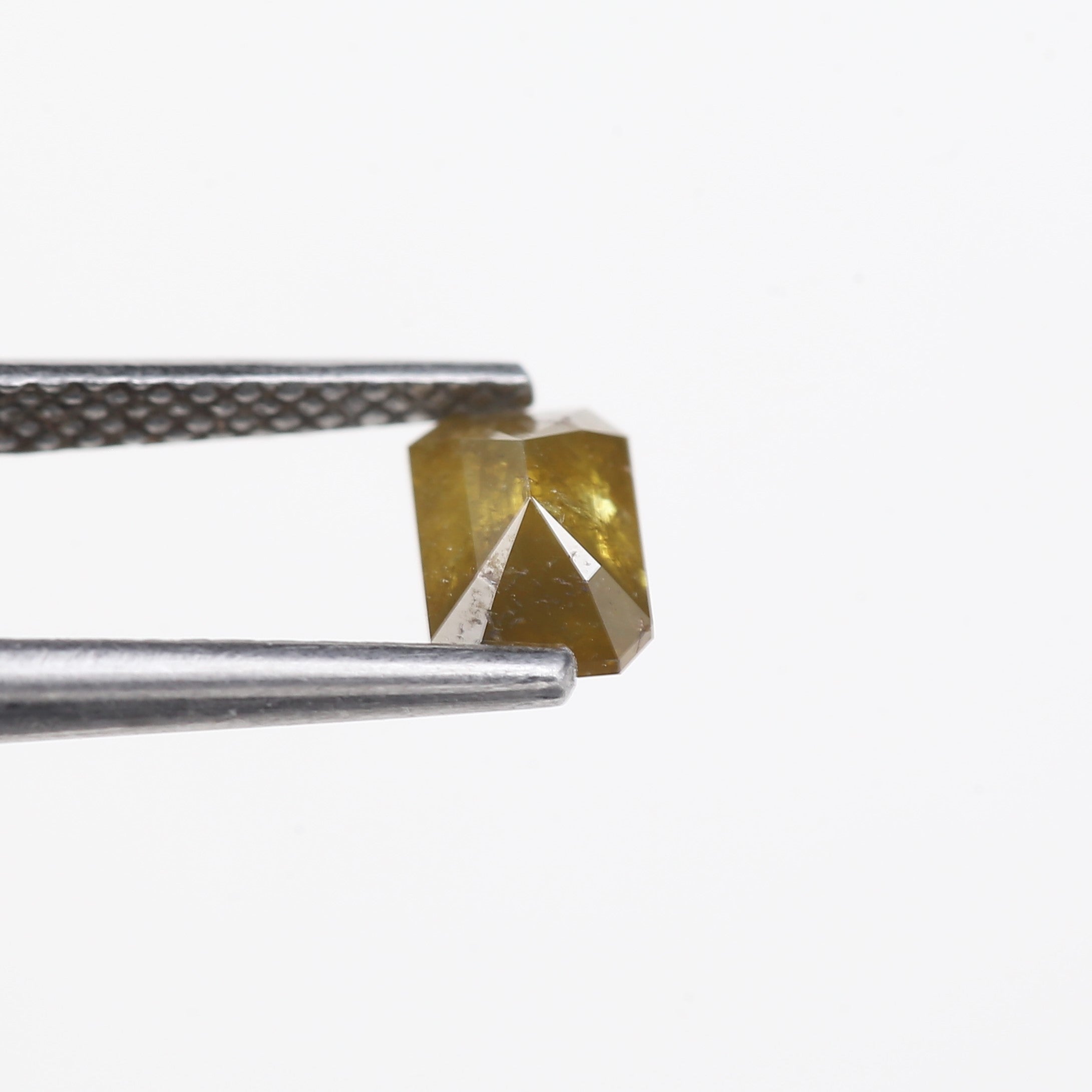 0.72 Carat Natural Yellow Emerald Cut Salt And Pepper Diamond 6.16 MM