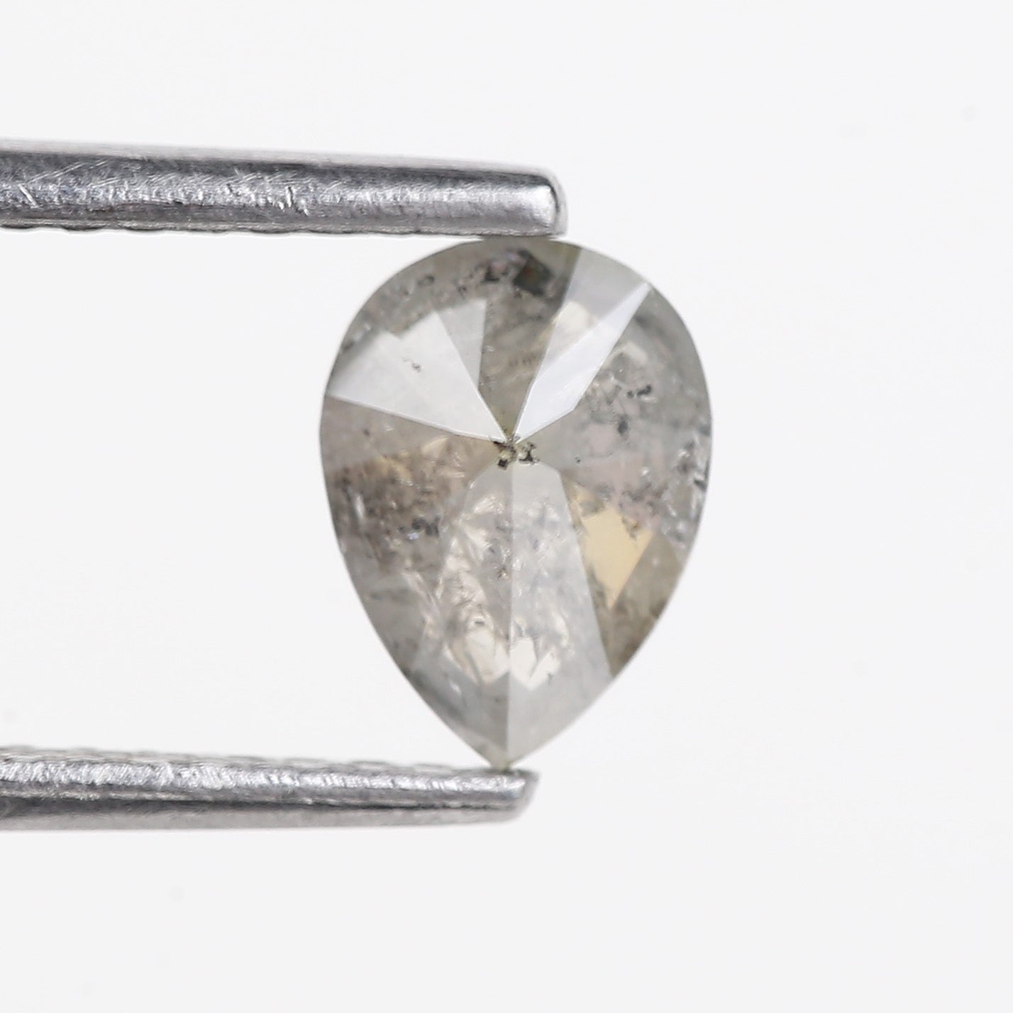 0.57 Carat Natural Grey Pear Salt And Pepper Diamond 6.82 MM