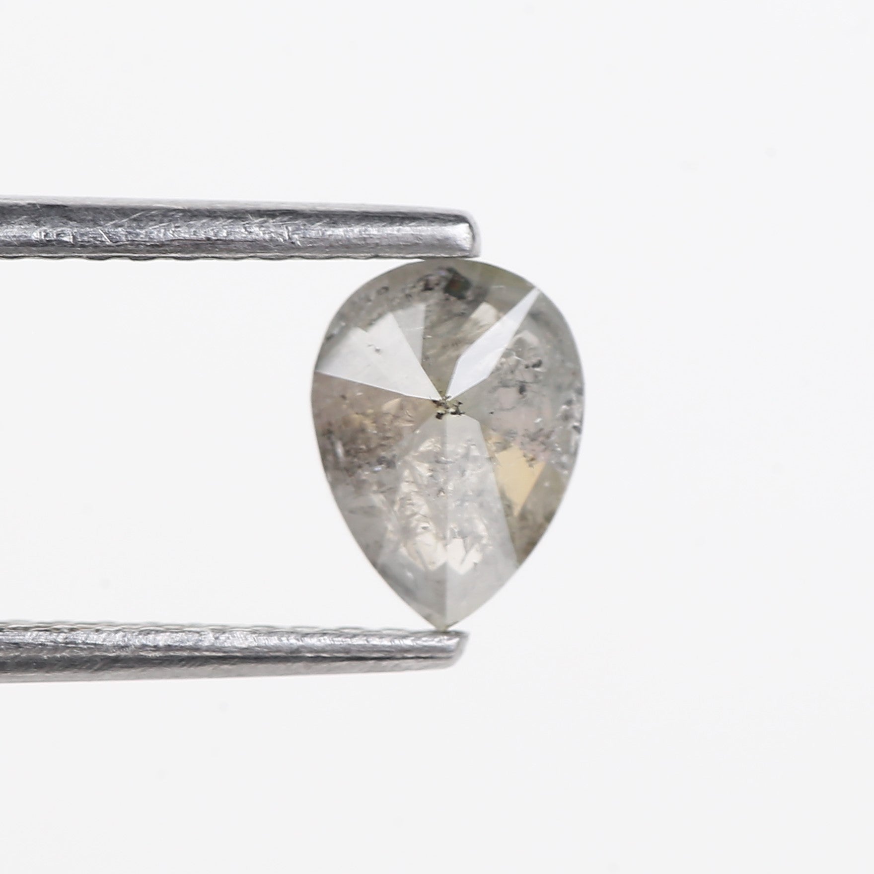 0.57 Carat Natural Grey Pear Salt And Pepper Diamond 6.82 MM