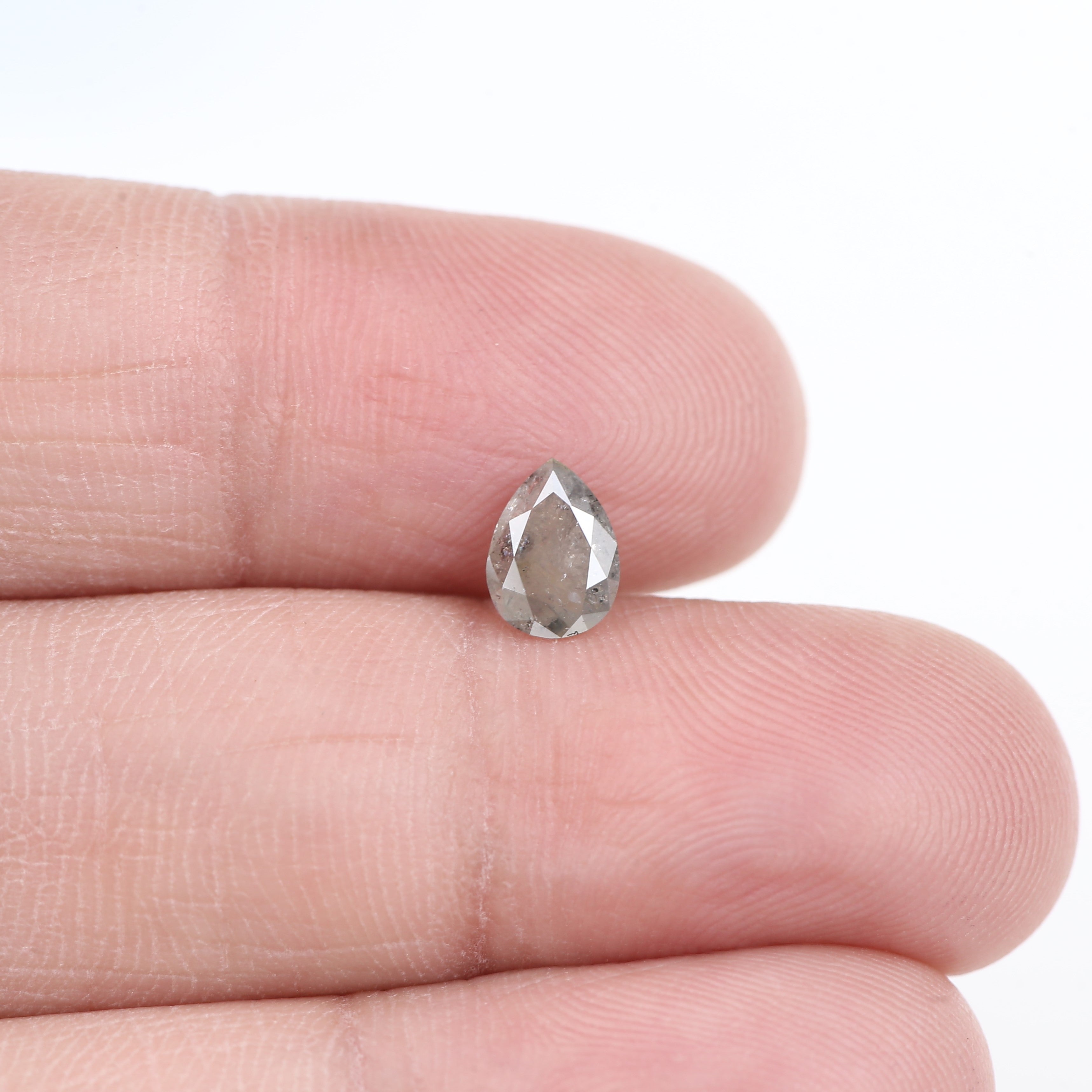 0.57 Carat Natural Grey Pear Salt And Pepper Diamond 6.82 MM