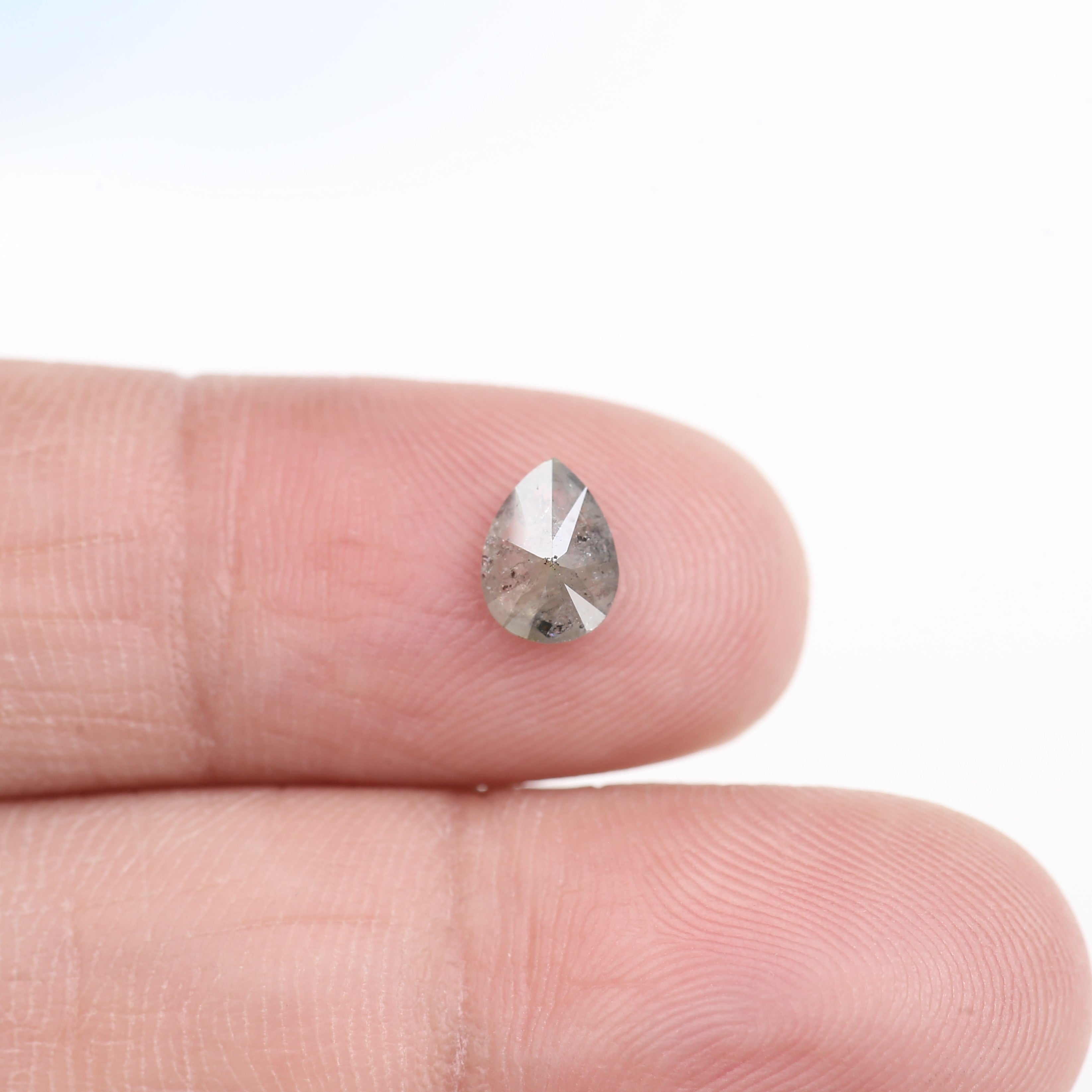 0.57 Carat Natural Grey Pear Salt And Pepper Diamond 6.82 MM