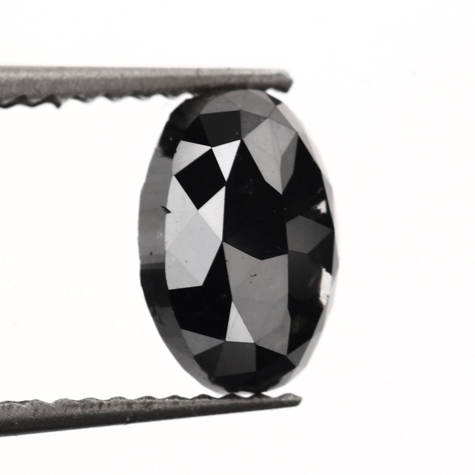 rosecut oval natural black diamond