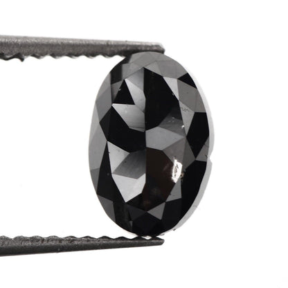 oval natural black diamond ring