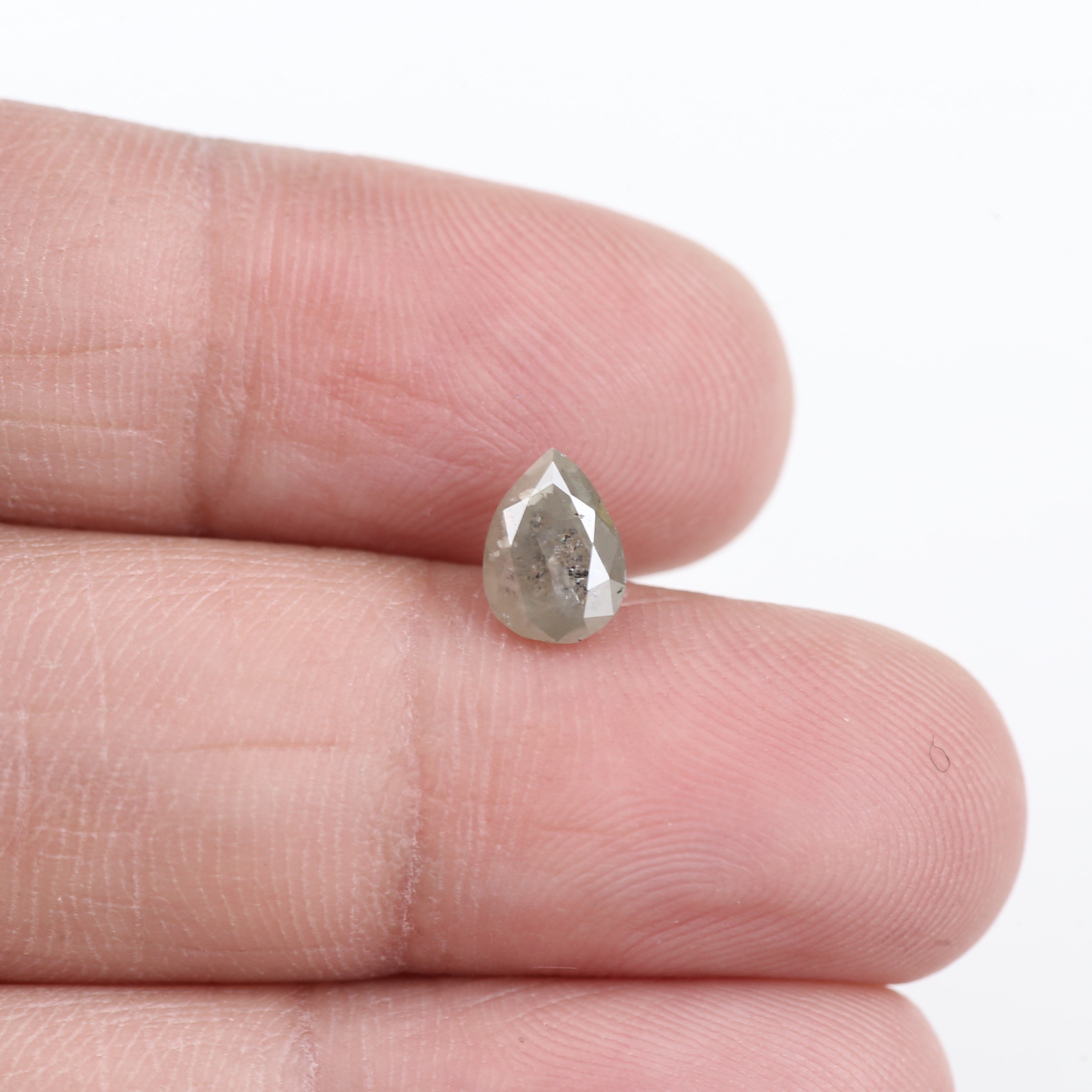 0.96 Carat Natural Gray Pear Shape Salt and Pepper Diamond 7.16 MM
