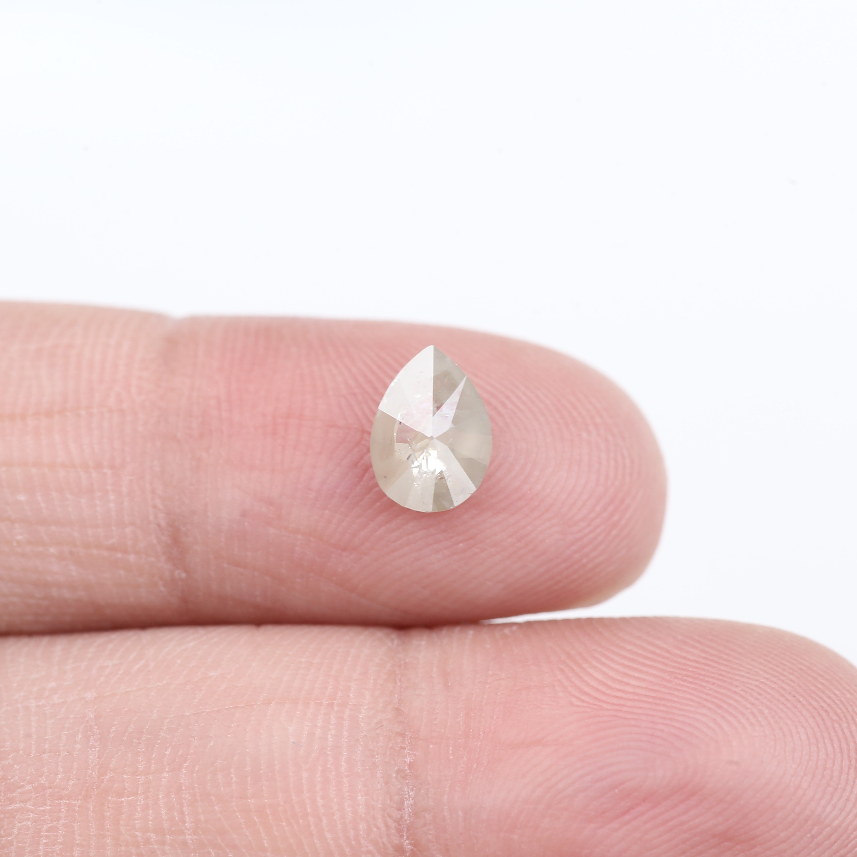 0.96 Carat Natural Opalescent Pear Shape Salt and Pepper Diamond 7.66 MM