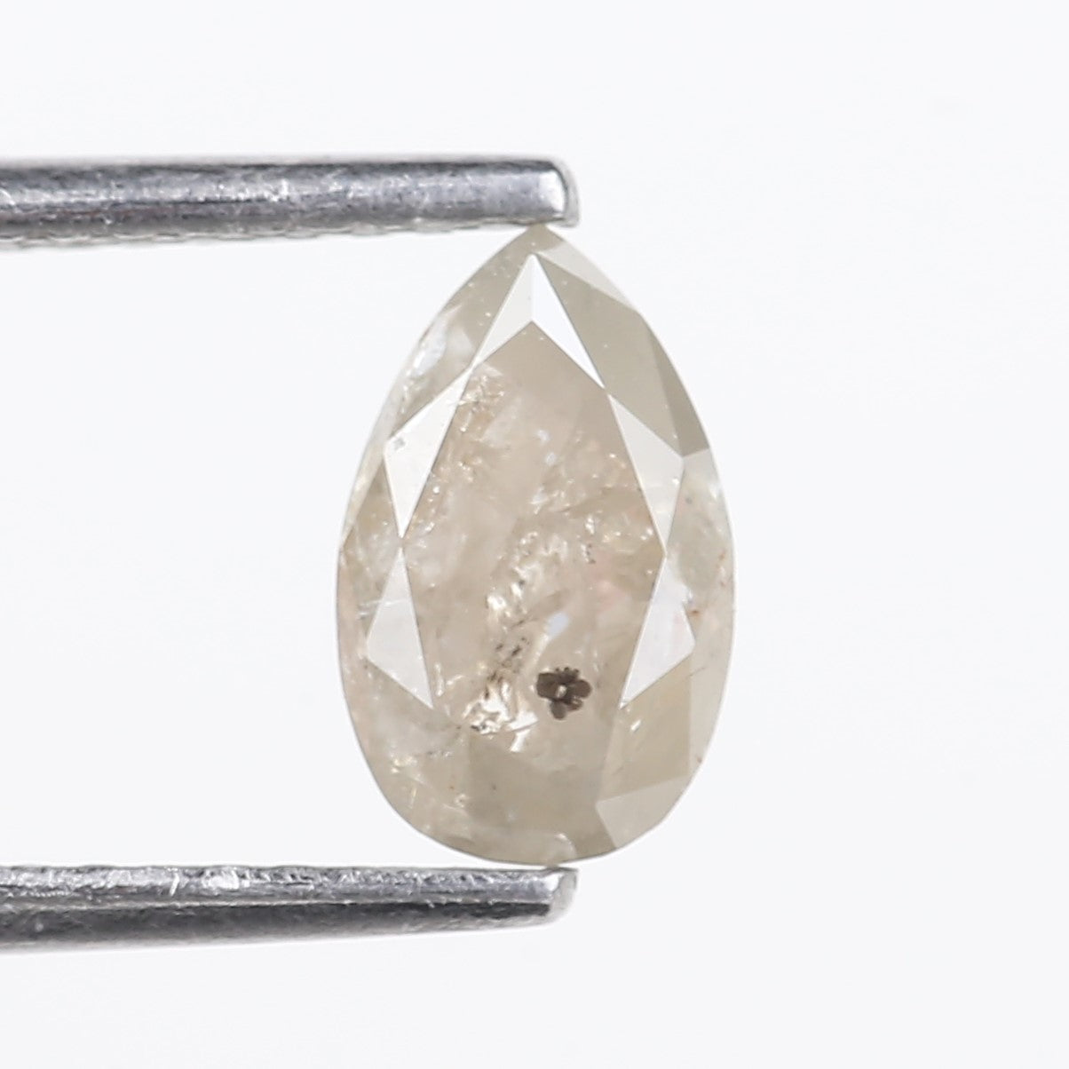 1.13 Carat Natural Icy Gray Pear Salt and Pepper Diamond 7.83 MM