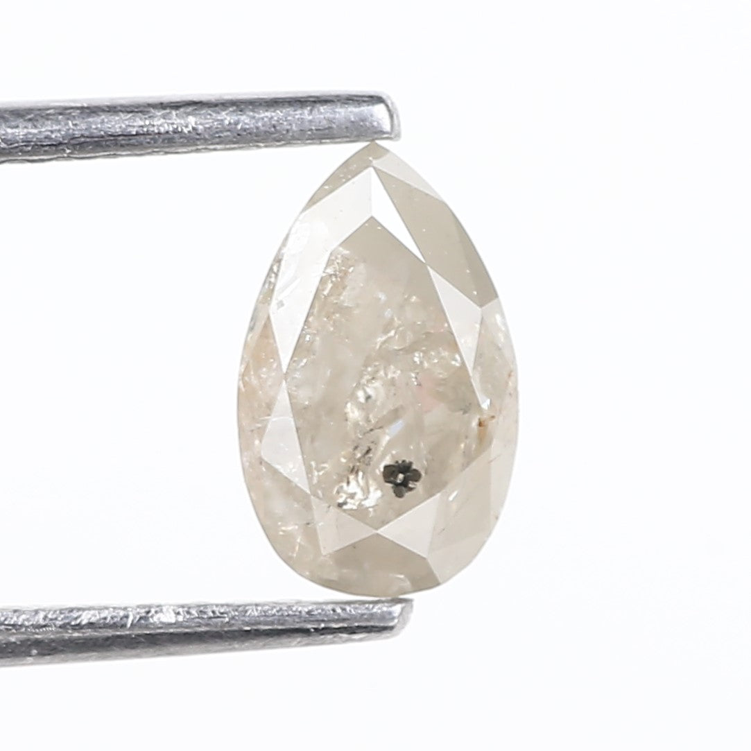 1.13 Carat Natural Icy Gray Pear Salt and Pepper Diamond 7.83 MM