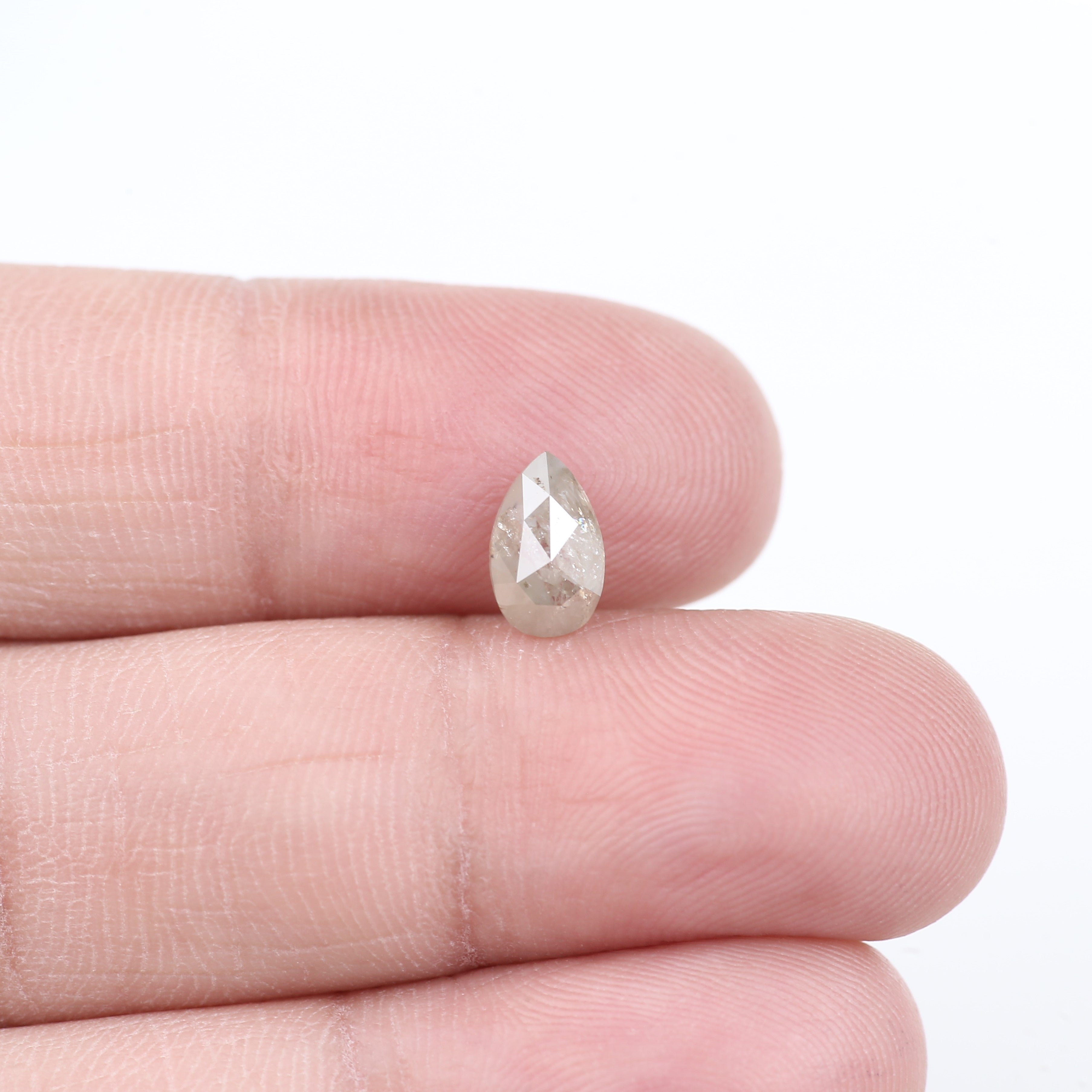 1.13 Carat Natural Icy Gray Pear Salt and Pepper Diamond 7.83 MM