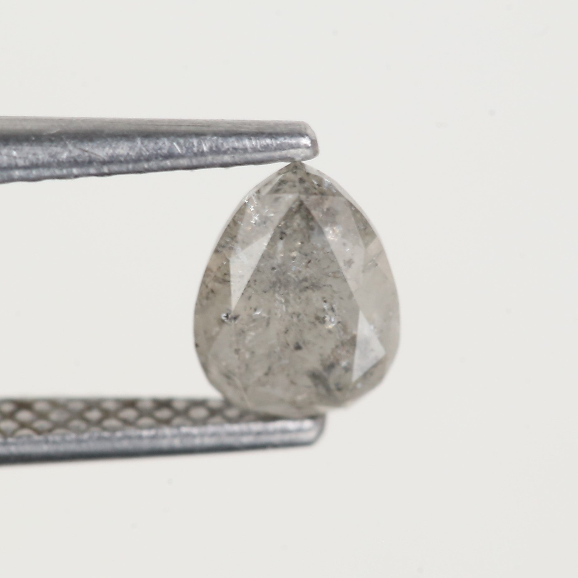 0.68 Ct Genuine Pear Salt and Pepper Diamond 6.8 MM