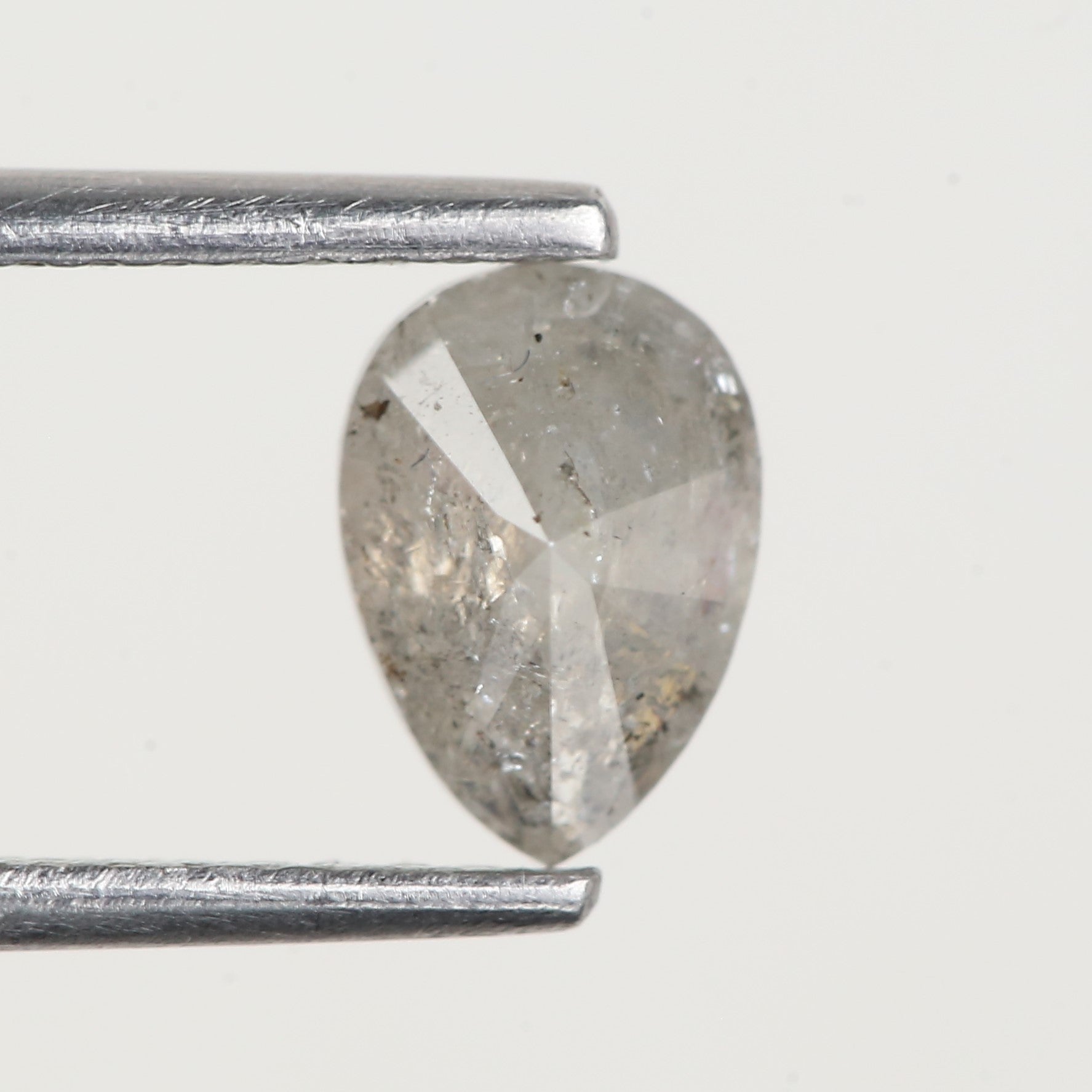 0.68 Ct Genuine Pear Salt and Pepper Diamond 6.8 MM