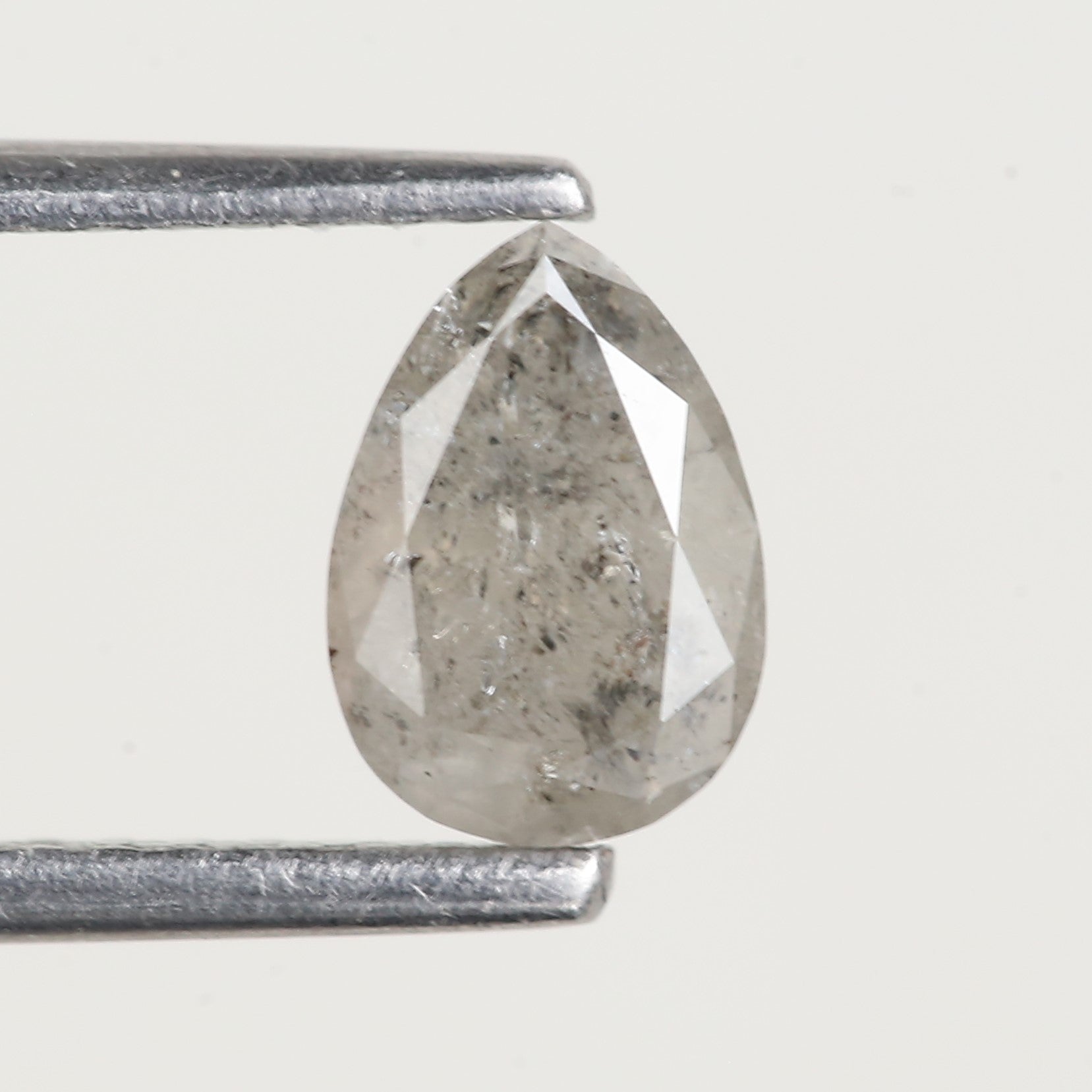 0.68 Ct Genuine Pear Salt and Pepper Diamond 6.8 MM