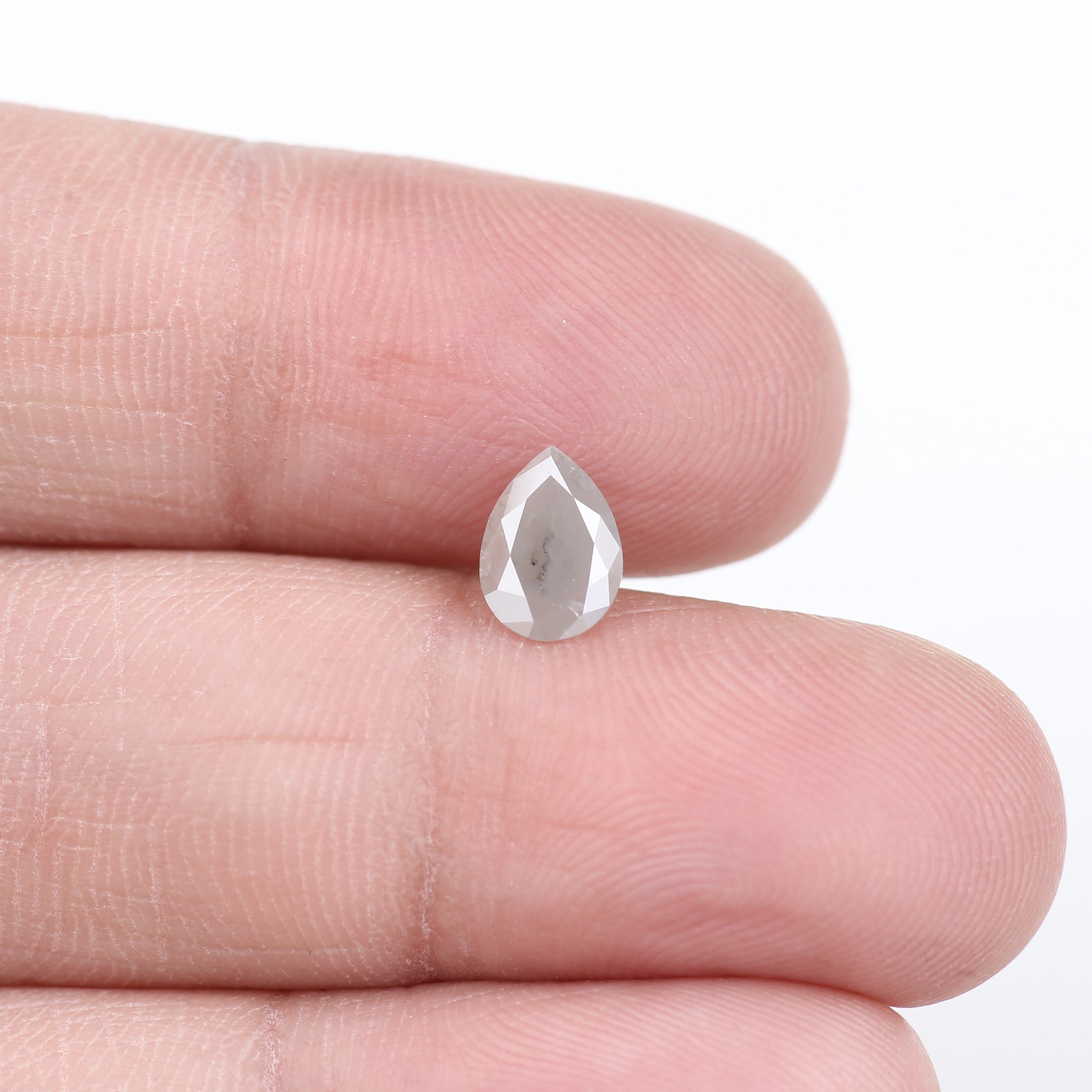 0.63 Carat Natural Gray Pear Salt and Pepper Diamond 7.30 MM