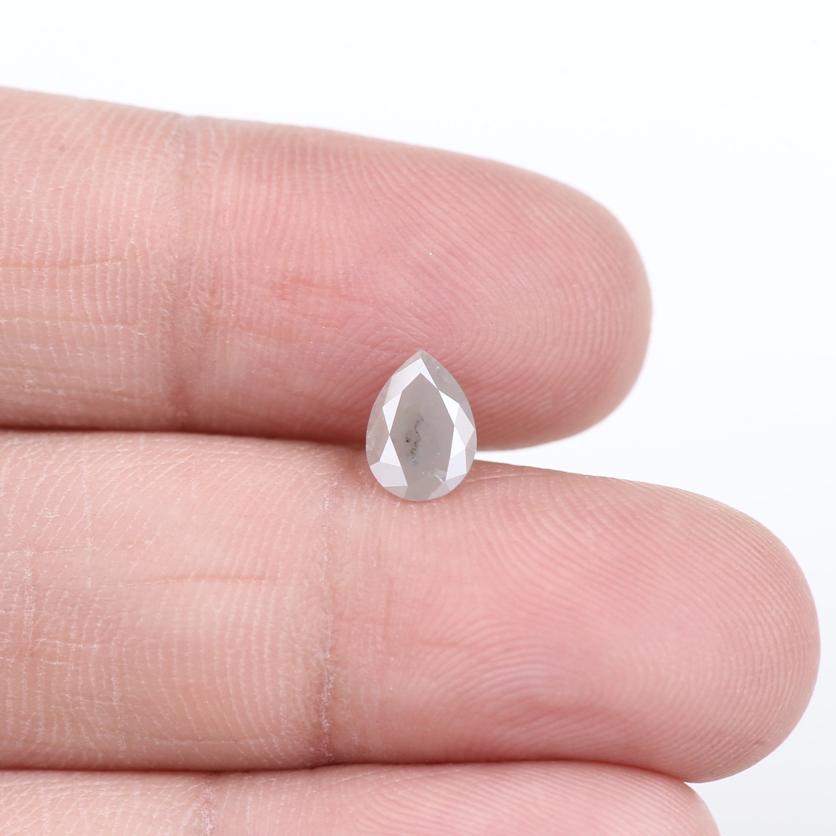 0.63 Carat Natural Gray Pear Salt and Pepper Diamond 7.30 MM