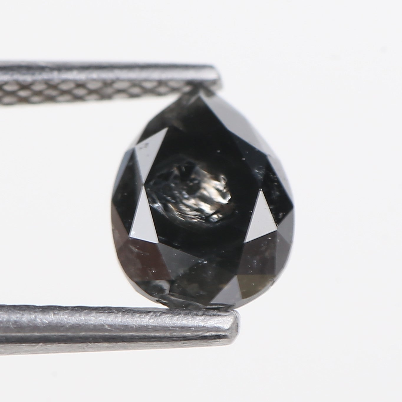 0.97 Carat Natural Black Pear Salt and Pepper Diamond 7.22 MM
