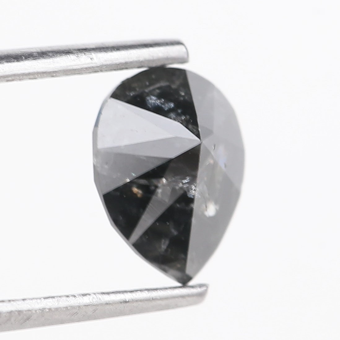 0.97 Carat Natural Black Pear Salt and Pepper Diamond 7.22 MM