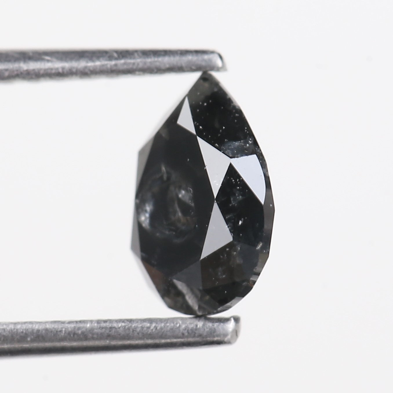 0.97 Carat Natural Black Pear Salt and Pepper Diamond 7.22 MM