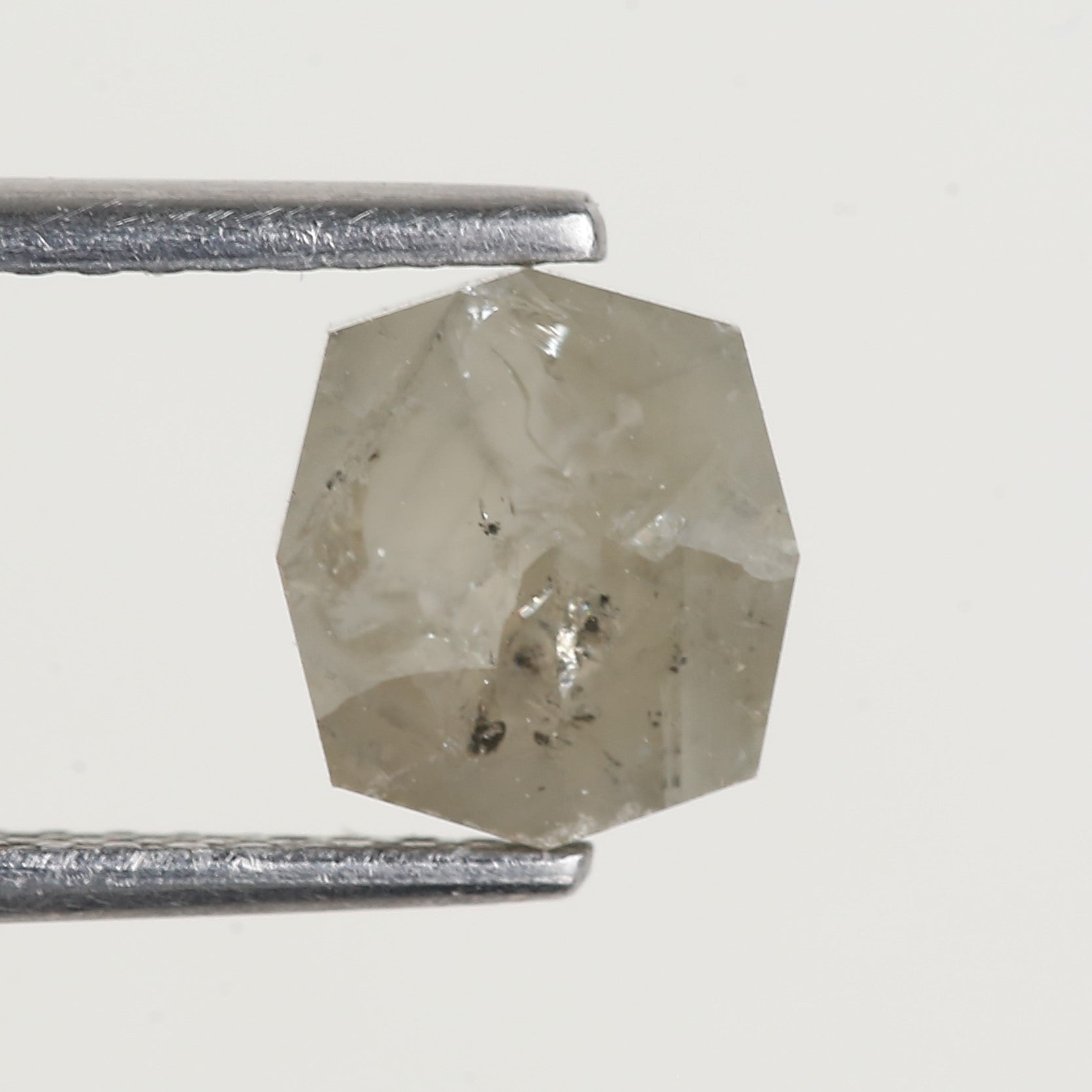 1.57 Carat Hexagon Grey Salt and Pepper Diamond 7.1 MM