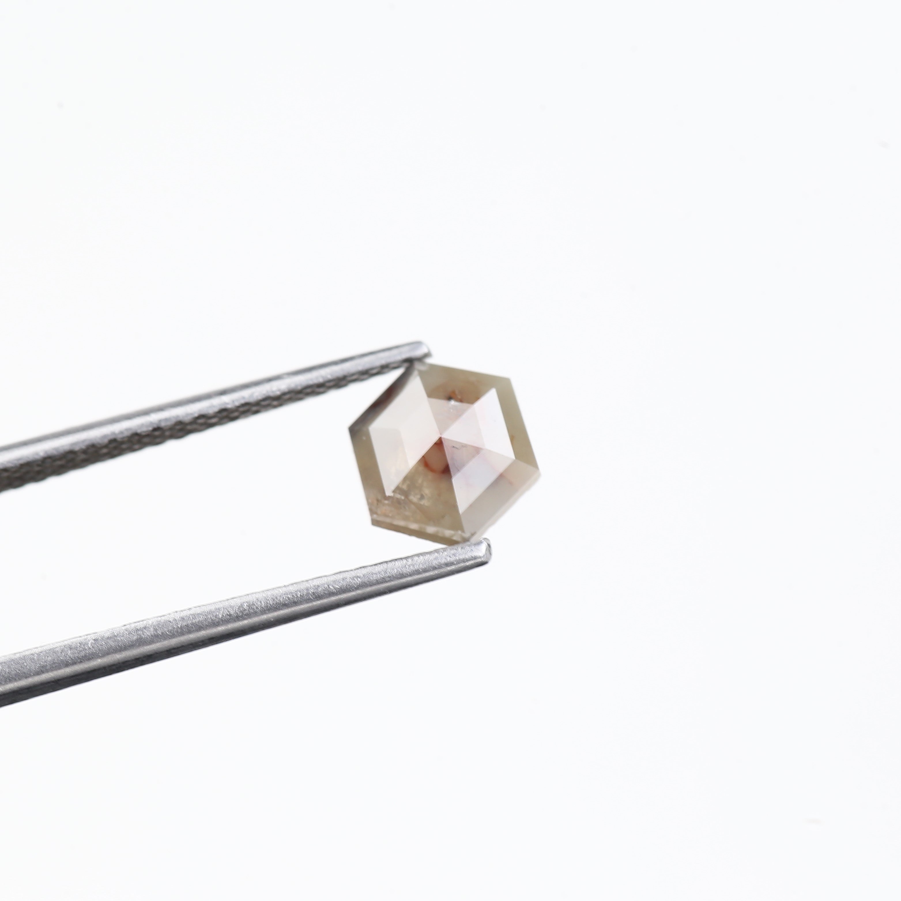 0.97 Carat Natural Salt And Pepper Brown Gray Hexagon Diamond 6.31 MM