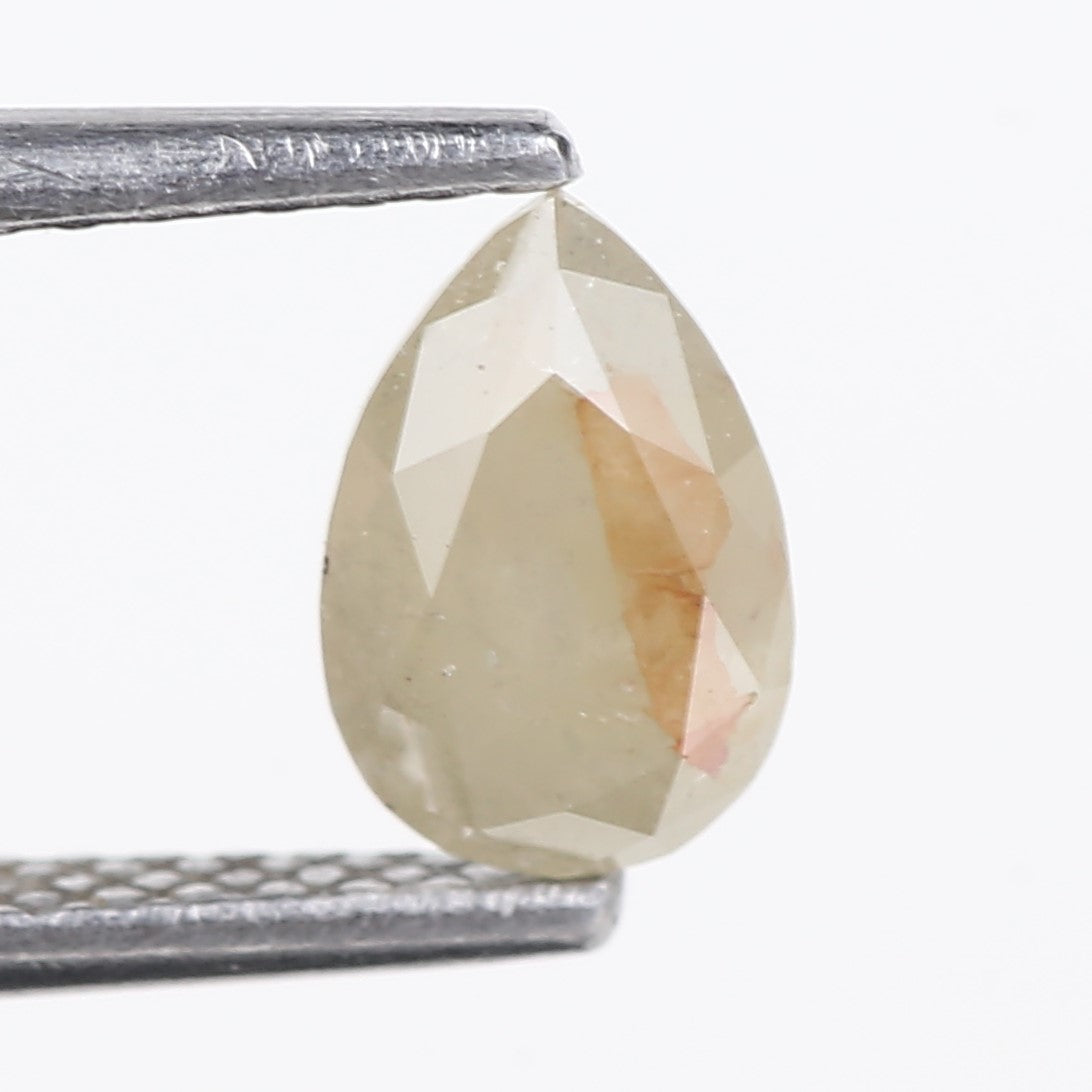 0.81 Carat Natural Yellow Orange Pear Salt and Pepper Diamond 7.10 MM