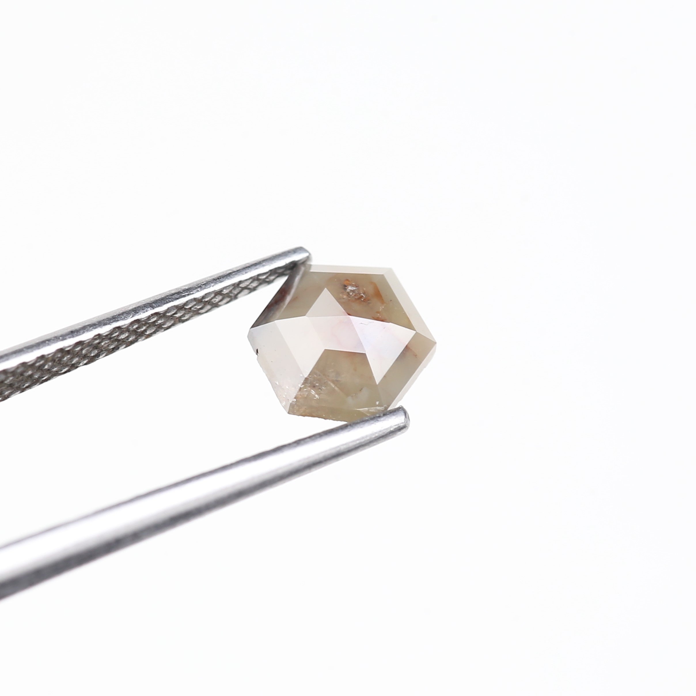 0.97 Carat Natural Salt And Pepper Brown Gray Hexagon Diamond 6.31 MM