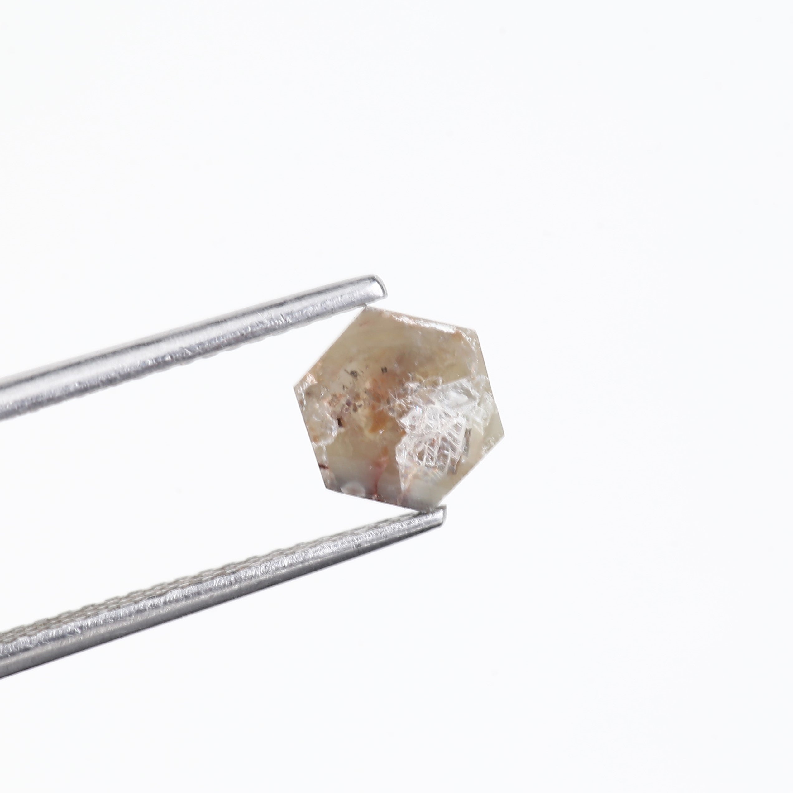 0.97 Carat Natural Salt And Pepper Brown Gray Hexagon Diamond 6.31 MM