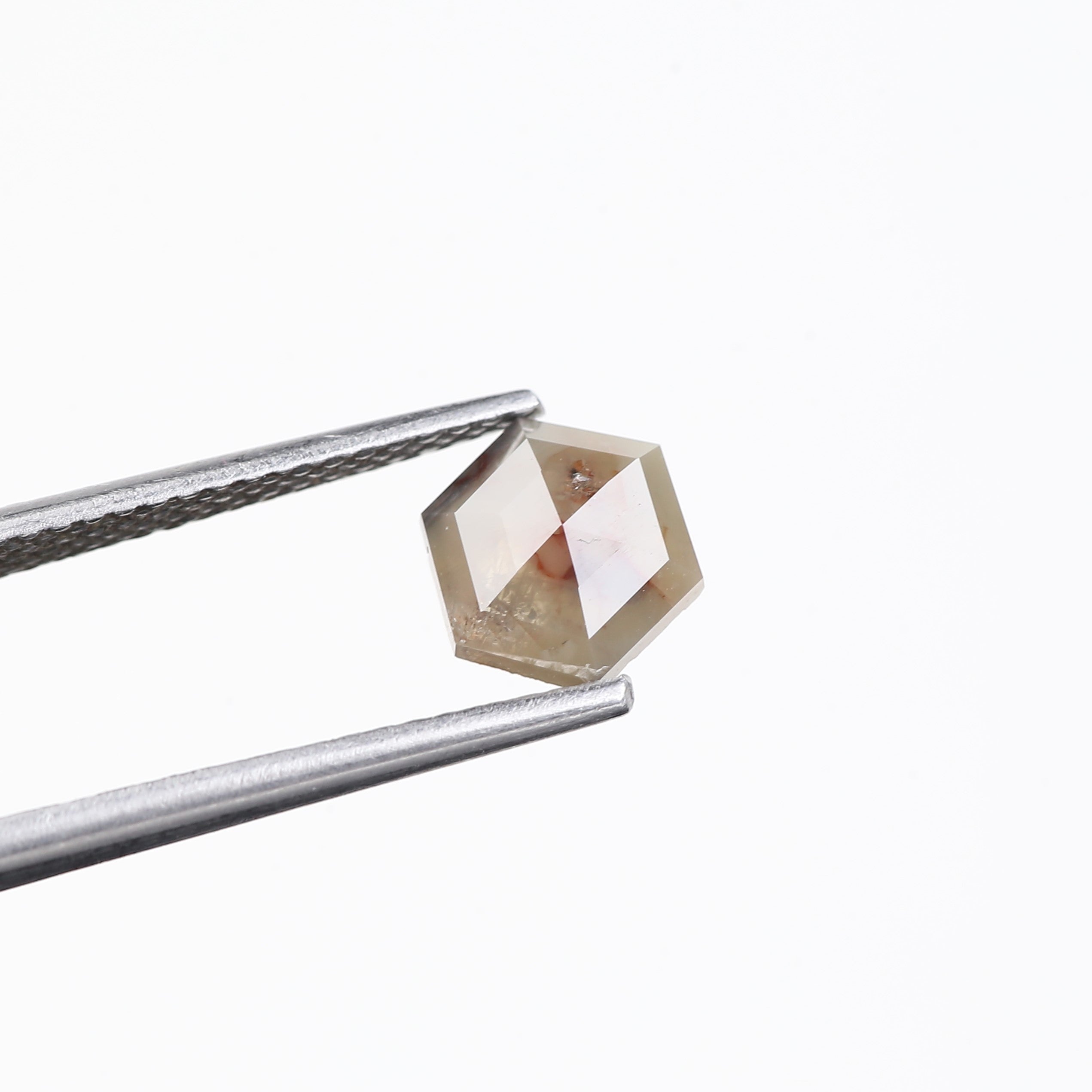 0.97 Carat Natural Salt And Pepper Brown Gray Hexagon Diamond 6.31 MM