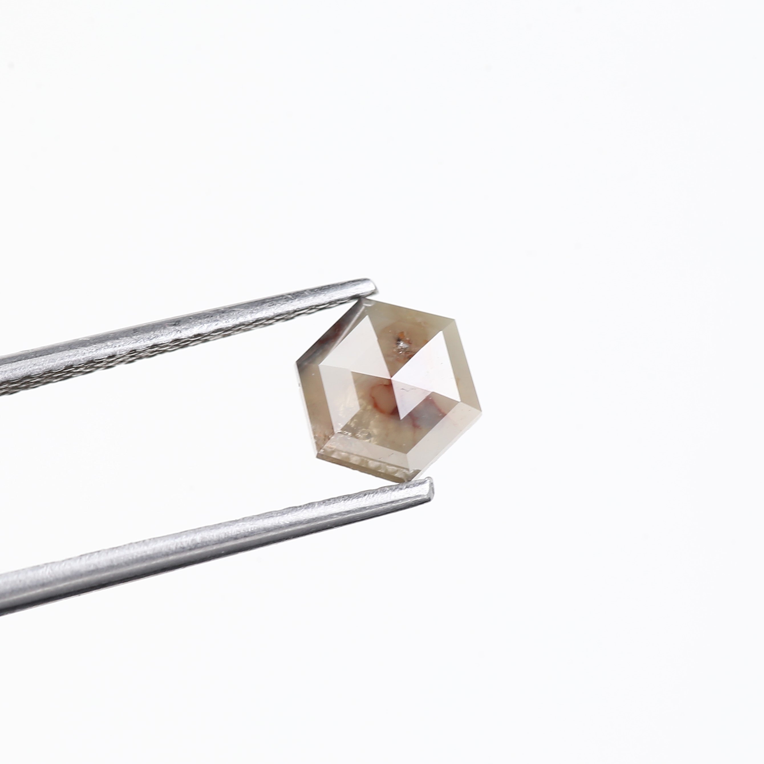 0.97 Carat Natural Salt And Pepper Brown Gray Hexagon Diamond 6.31 MM