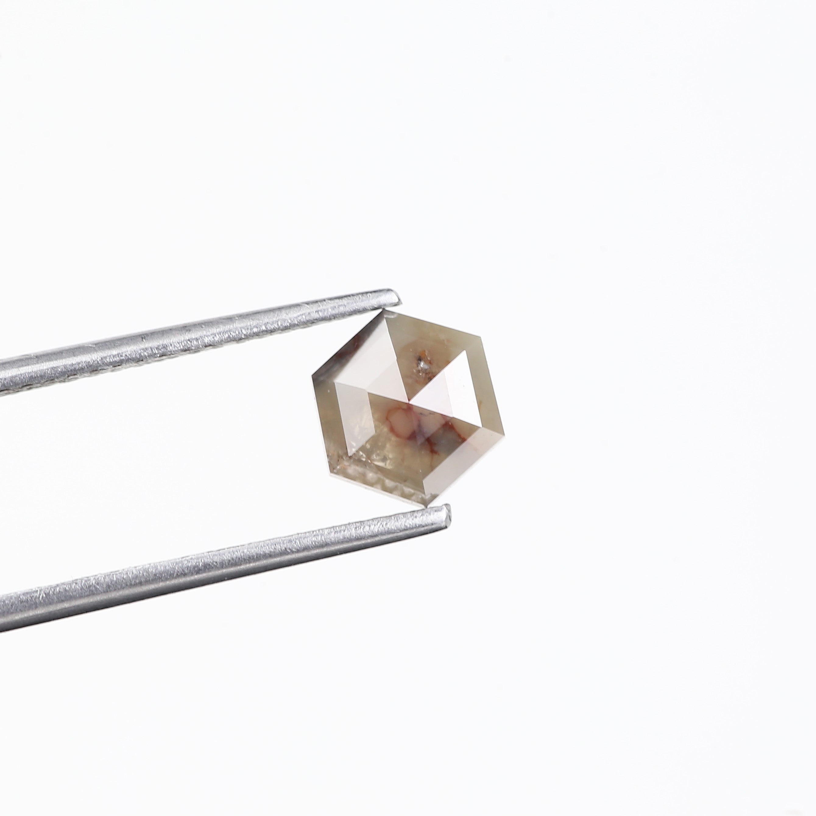 0.97 Carat Natural Salt And Pepper Brown Gray Hexagon Diamond 6.31 MM