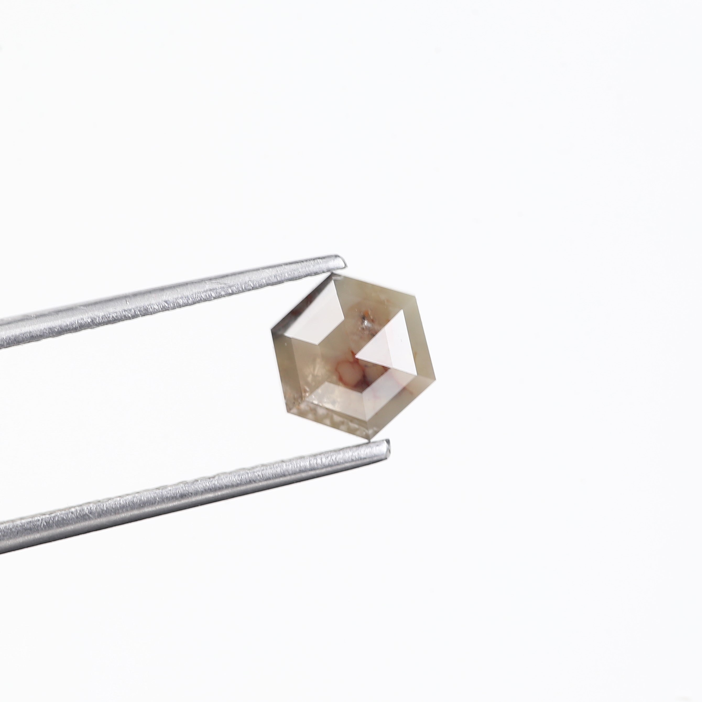 0.97 Carat Natural Salt And Pepper Brown Gray Hexagon Diamond 6.31 MM