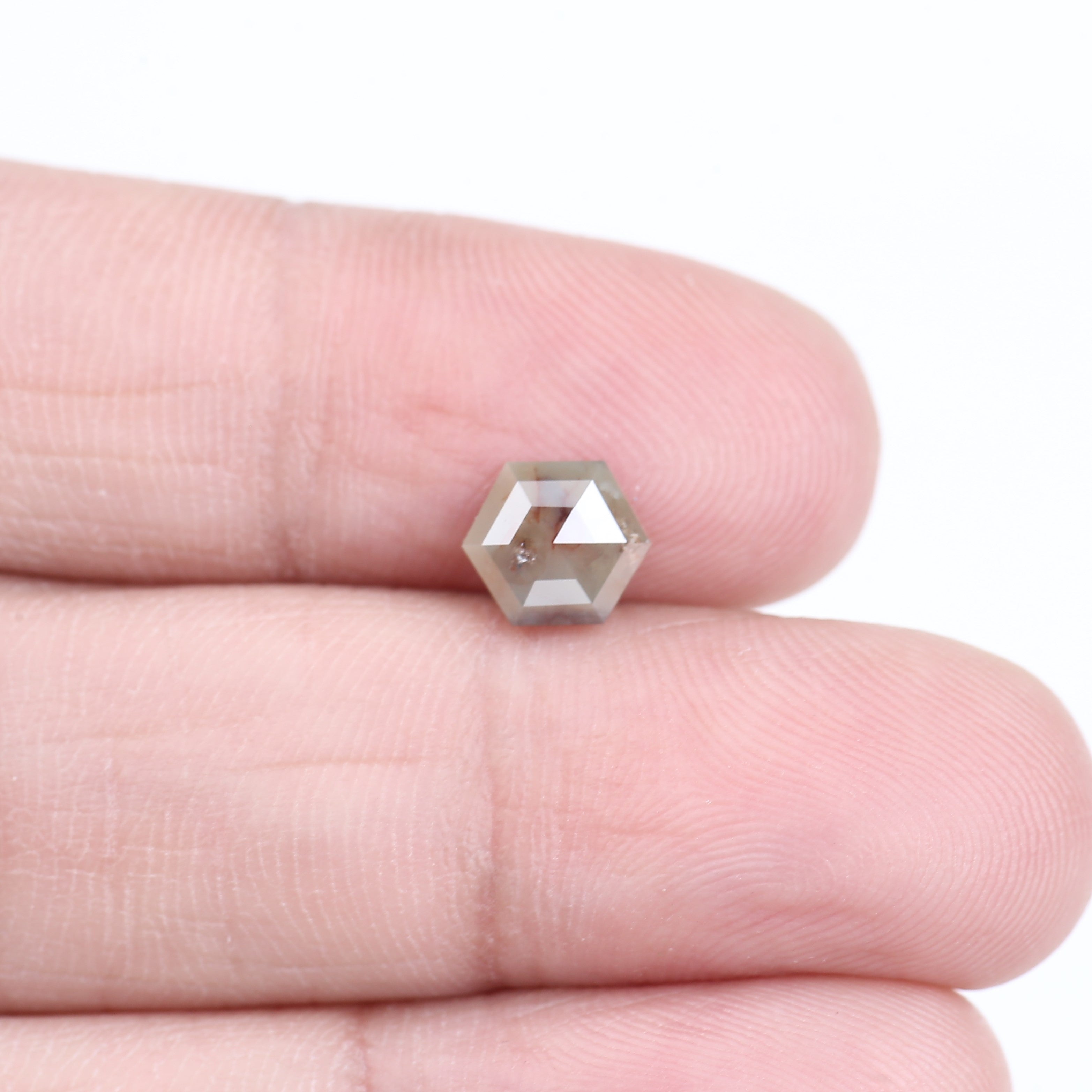 0.97 Carat Natural Salt And Pepper Brown Gray Hexagon Diamond 6.31 MM
