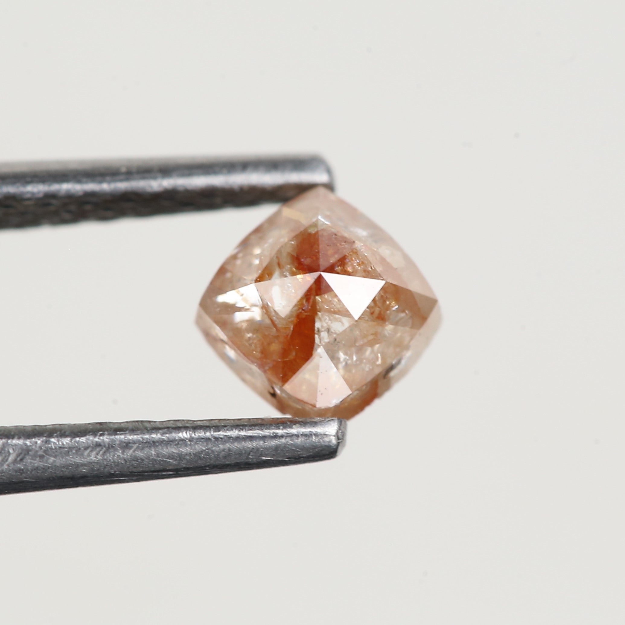1.34 Ct Cushion Rose Cut Orange Salt and Pepper Diamond 6.4 MM
