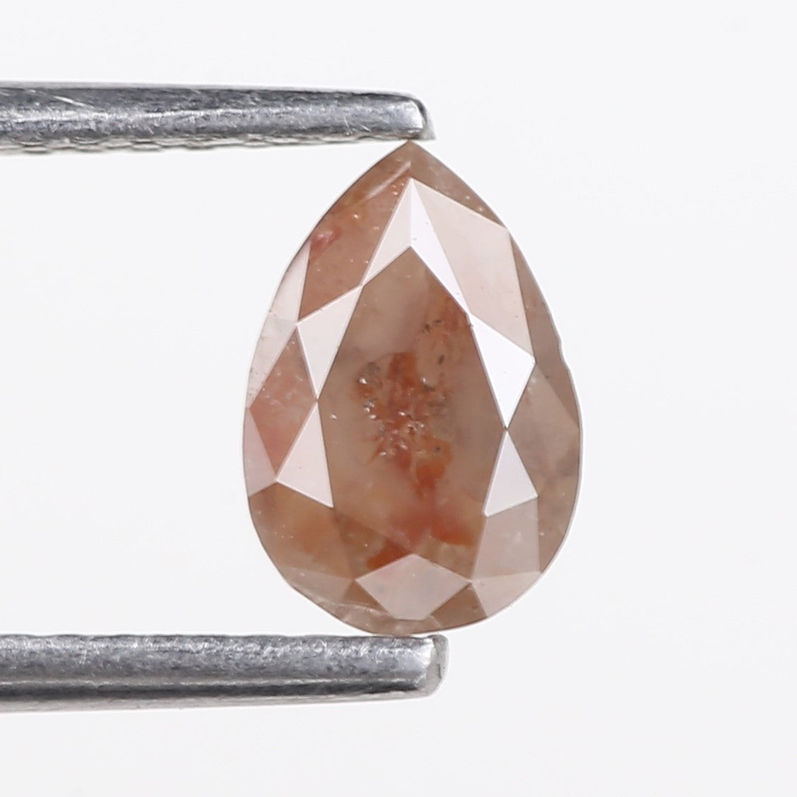 0.76 Carat Natural Orange Pear Salt and Pepper Diamond 7.16 MM