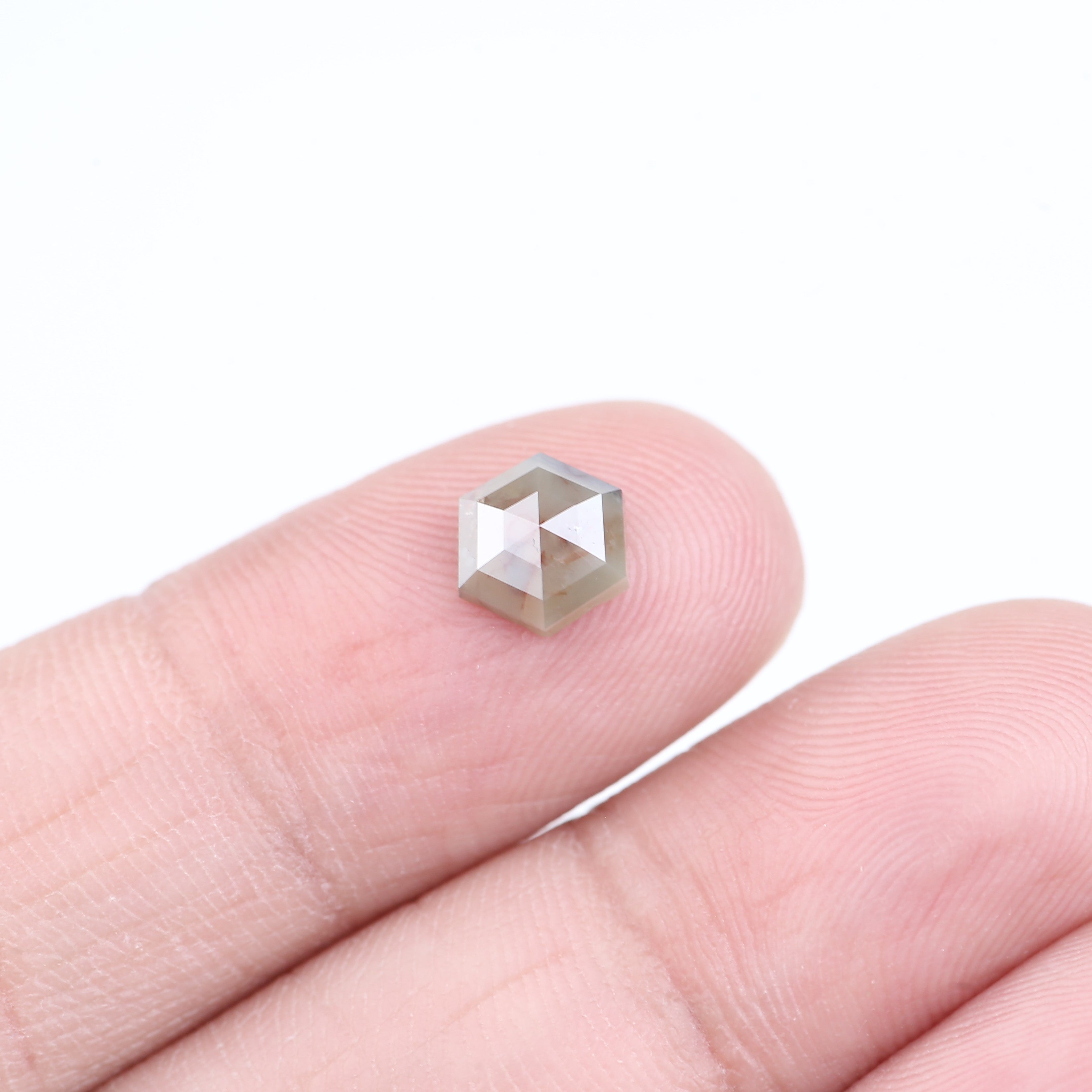 0.97 Carat Natural Salt And Pepper Brown Gray Hexagon Diamond 6.31 MM