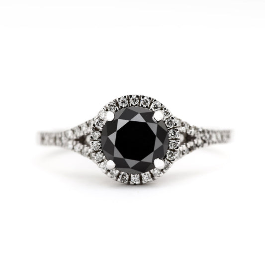 halo black diamond engagement ring